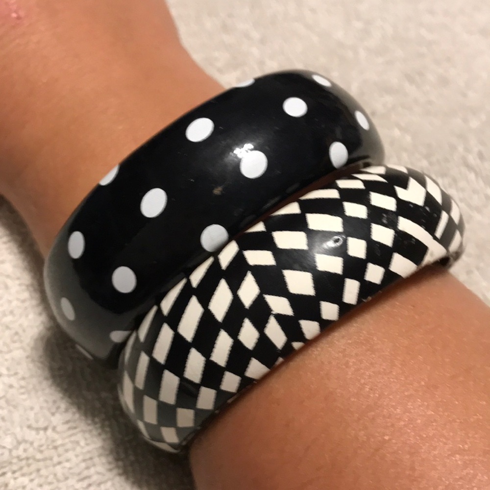 Vintage Black and White Bracelet, set of 2